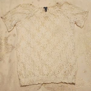 Sheer Cream Lace Blouse